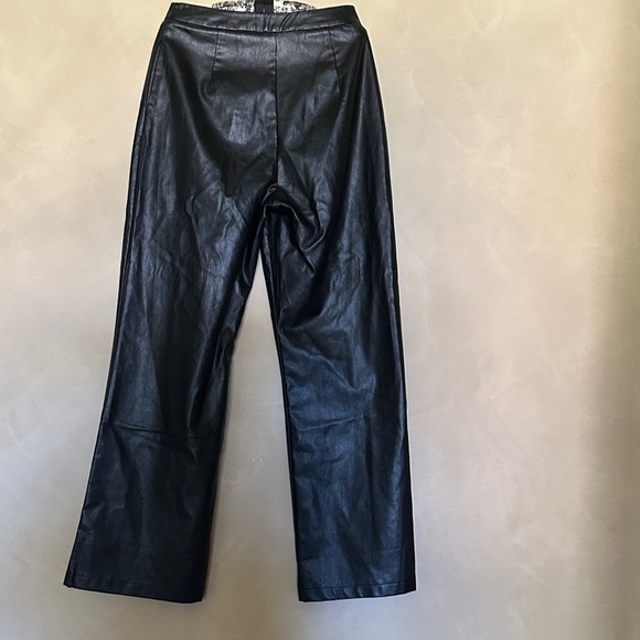 Lioness Sleek Black Pu Leather Wide-Leg Pants size S - Picture 4 of 6